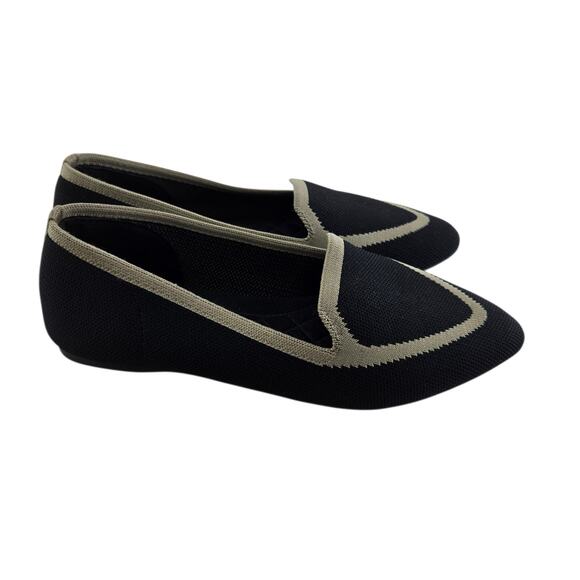 Birdies Blackbird Knit Flats Womens 6.5 Black Tan Semi Pointed Toe Comfort - Picture 1 of 10